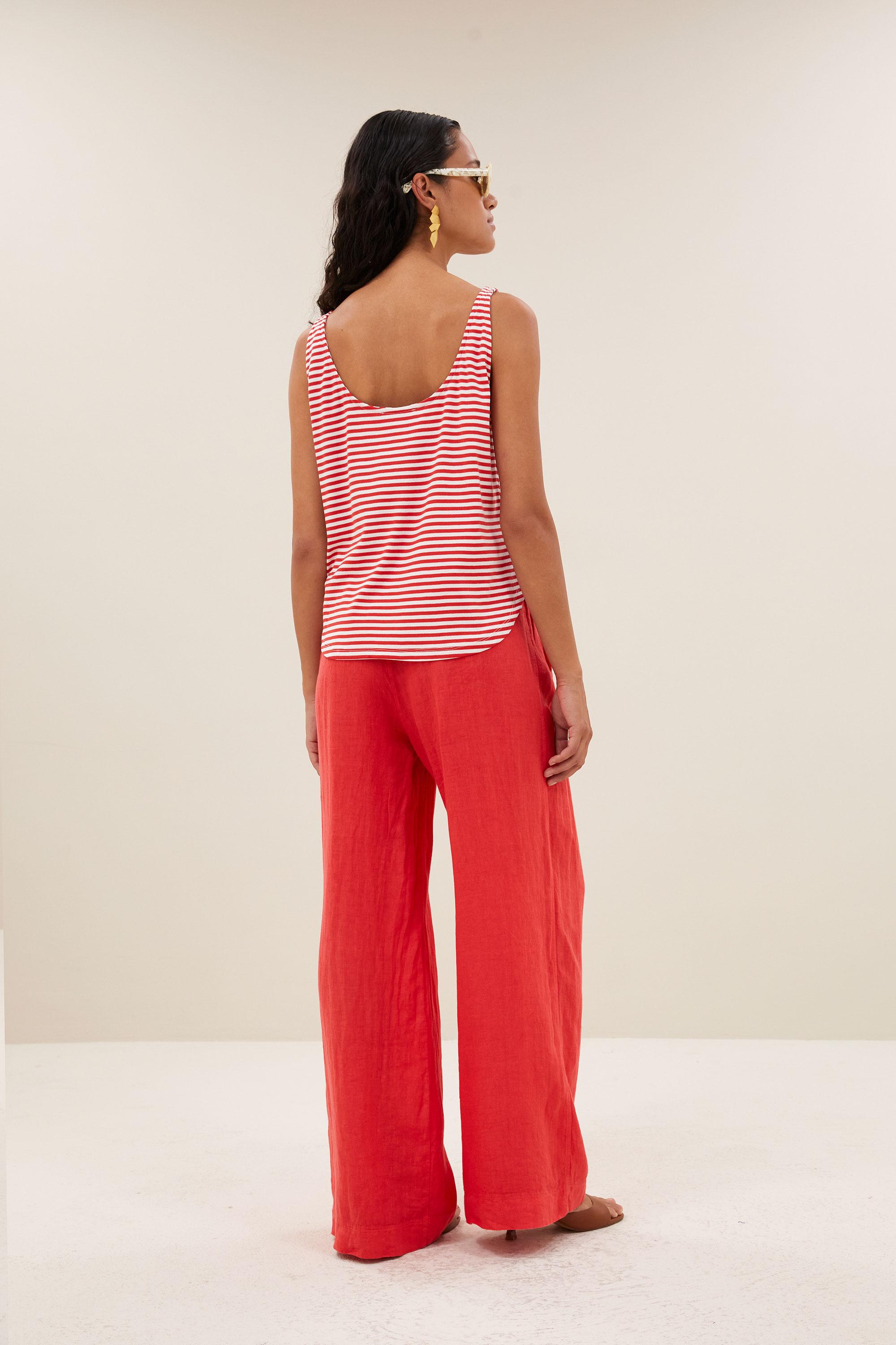 By-Bar Kid Stripe Singlet Damen Trägertop weiß-rot